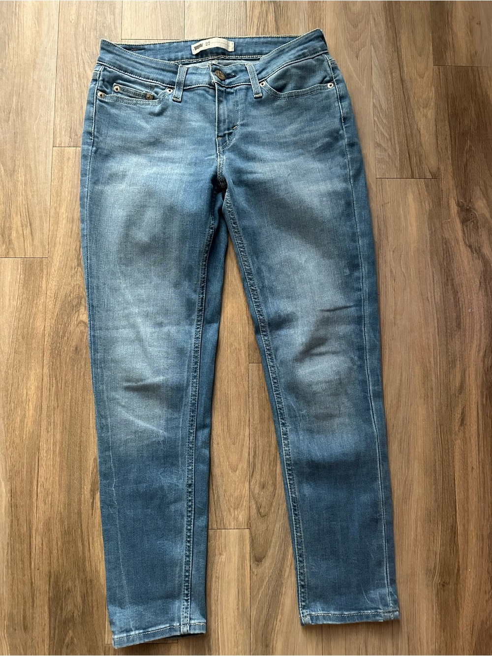Levi’s Legging Jeans Womens Blue Ankle Tapper Stretch Distressed Denim